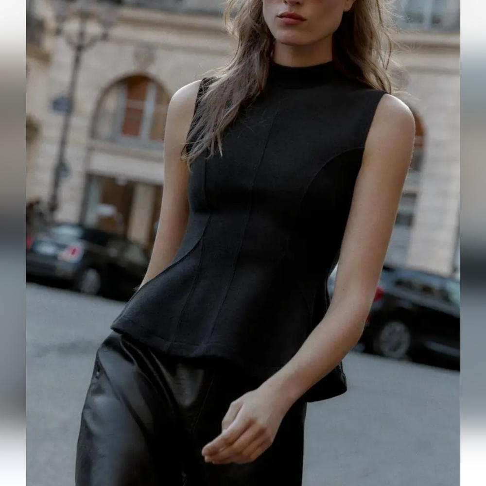 Zara Sleeveless Peplum Top Black